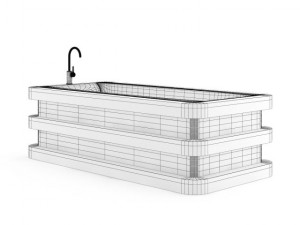 bathtube with wooden elements 3D Model