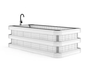 bathtube with wooden elements 3D Model
