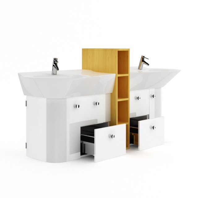 double bathroom sink 3D Модель .c4d .max .obj .3ds .fbx .stl .blend 