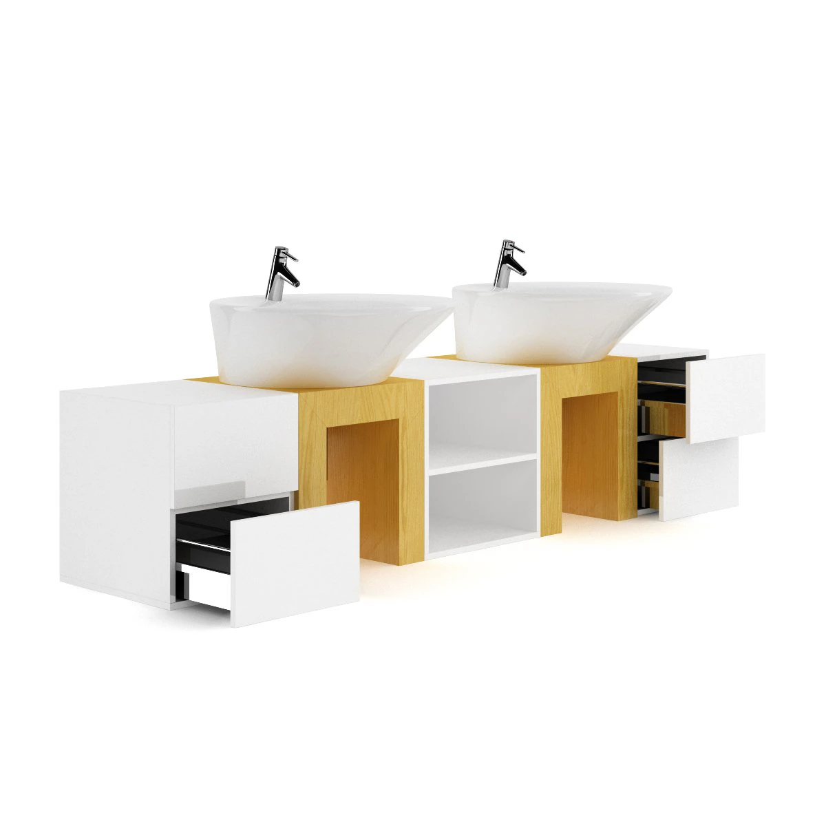 double bathroom sink 3D Model .c4d .max .obj .3ds .fbx .stl .blend 