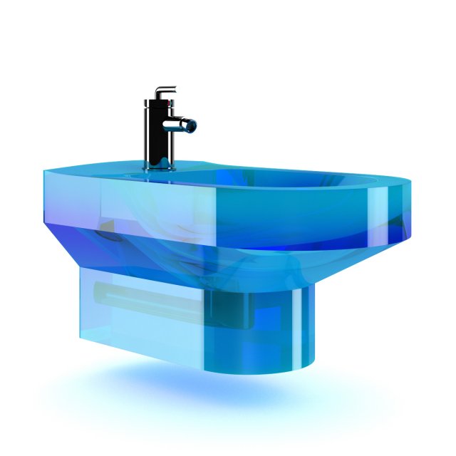 blue glass bidet 3D Model .c4d .max .obj .3ds .fbx .stl .blend 