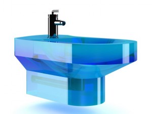 blue glass bidet 3D Model