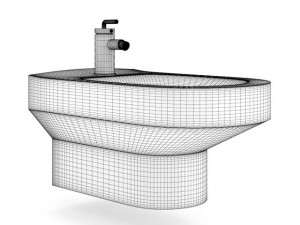blue glass bidet 3D Model