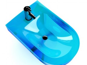 blue glass bidet 3D Model