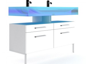 double blue glass sink 3D Model
