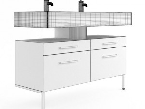double blue glass sink 3D 模型
