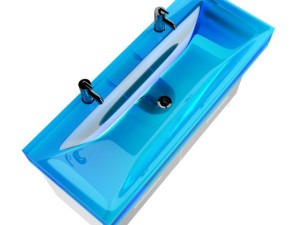 double blue glass sink 3D 模型