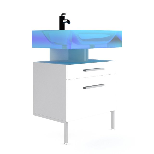blue glass sink 3D Model .c4d .max .obj .3ds .fbx .stl .blend 