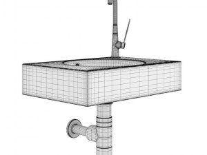 square batroom sink Modèle 3D
