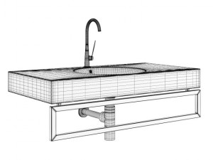 square batroom sink Modèle 3D