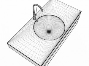 square batroom sink Modèle 3D