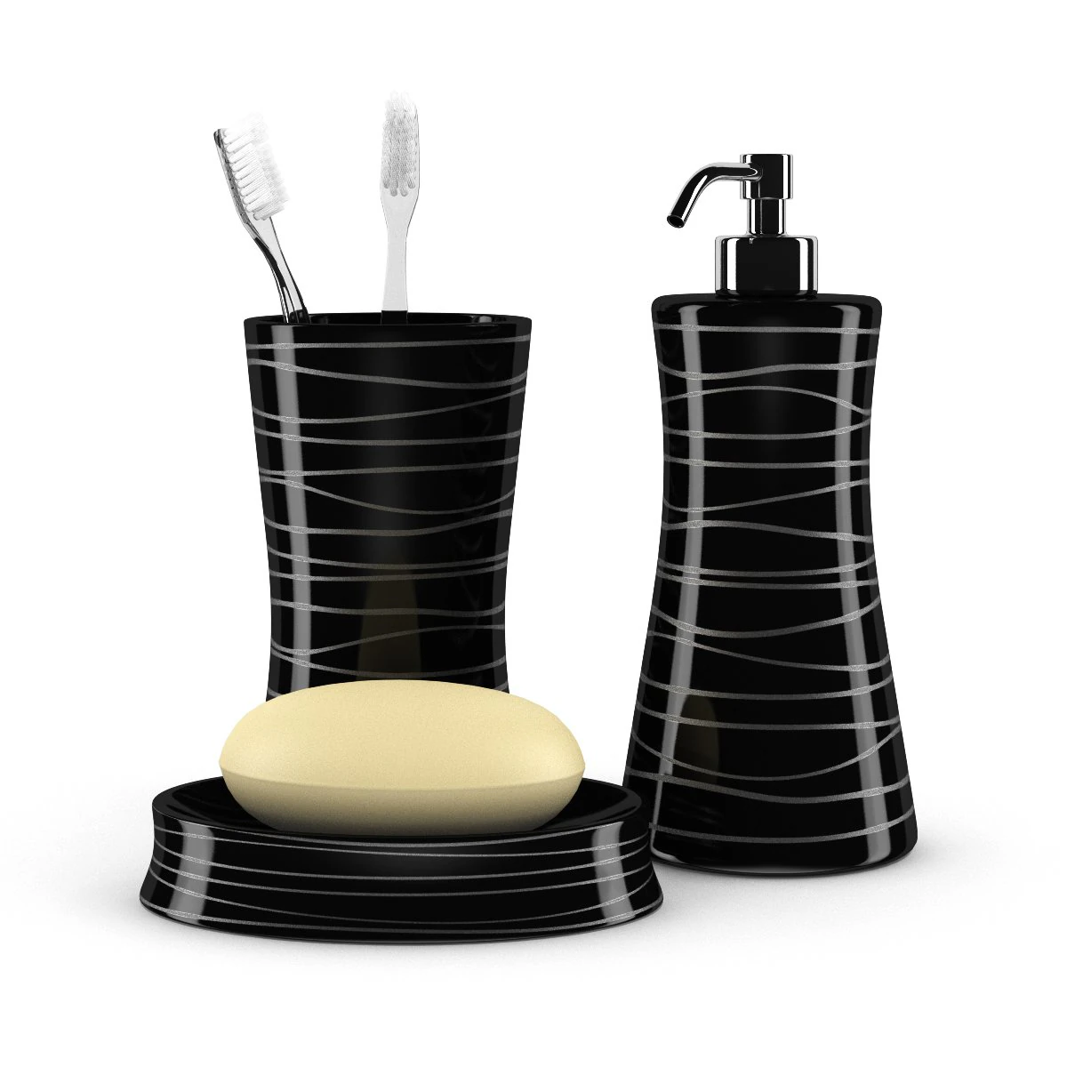 black bathroom fixtures 3D Model .c4d .max .obj .3ds .fbx .stl .blend 