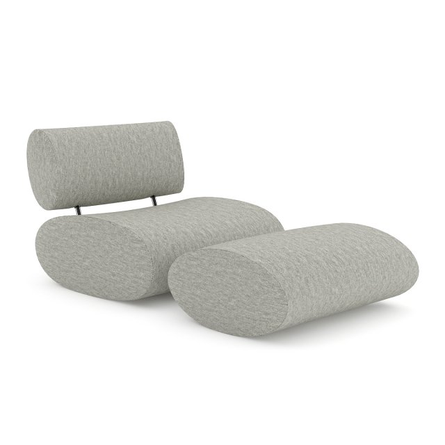 grey fabric lounge chair 3D Model .c4d .max .obj .3ds .fbx .stl .blend 