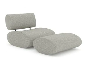 kursi santai berbahan kain abu-abu Model 3D