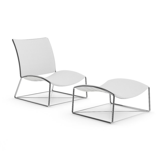 white lounge chair 3D 模型 .c4d .max .obj .3ds .fbx .stl .blend 