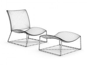 white lounge chair 3D 模型