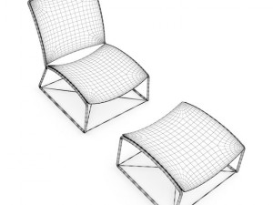 white lounge chair 3D 模型