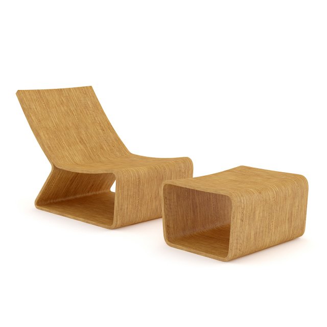 wooden lounge chair 3D Модель .c4d .max .obj .3ds .fbx .stl .blend 