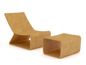 wooden lounge chair Modello 3D