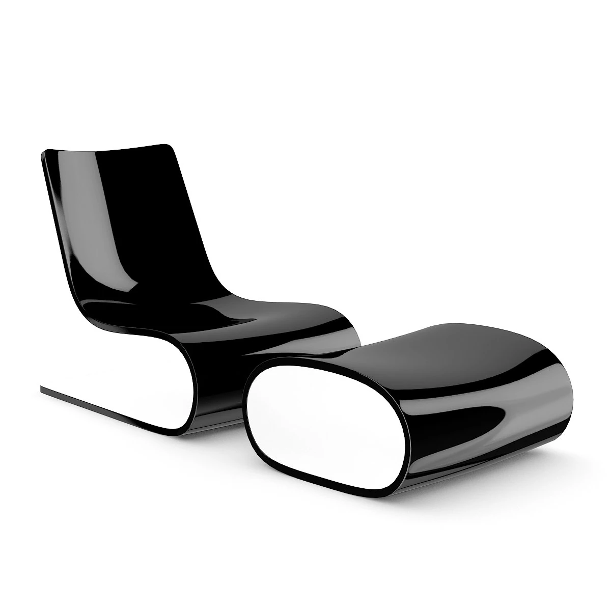 black glossy lounge chair 3D Model .c4d .max .obj .3ds .fbx .stl .blend 