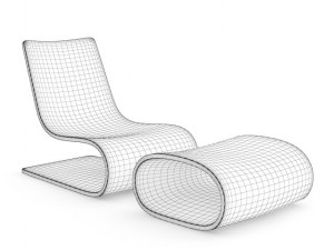 black glossy lounge chair 3D Model