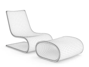 black glossy lounge chair 3D Model