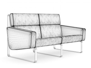 brown leather modern sofa Modello 3D