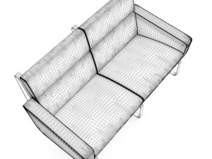 brown leather modern sofa 3D Model