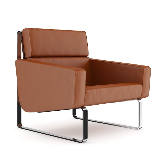 brown leather modern armchair 3D मॉडल .c4d .max .obj .3ds .fbx .stl .blend 