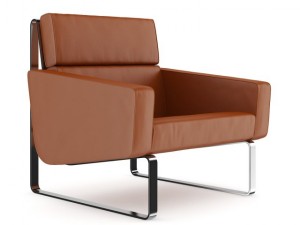 brown leather modern armchair 3D Модель