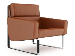 kursi berlengan modern dari kulit berwarna coklat Model 3D