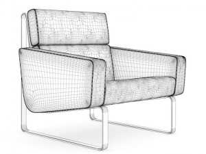 brown leather modern armchair 3D मॉडल