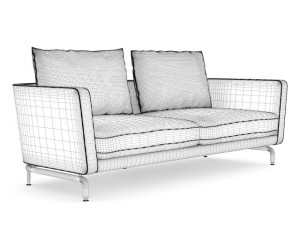 grey sofa with pillows Modèle 3D
