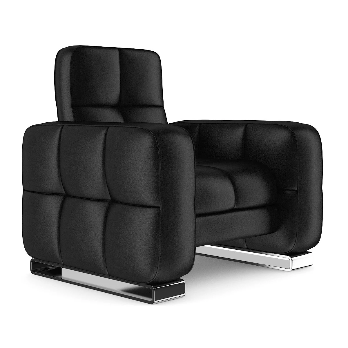 black leather armchair 3D Model .c4d .max .obj .3ds .fbx .stl .blend 