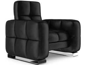 kursi berlengan kulit hitam Model 3D