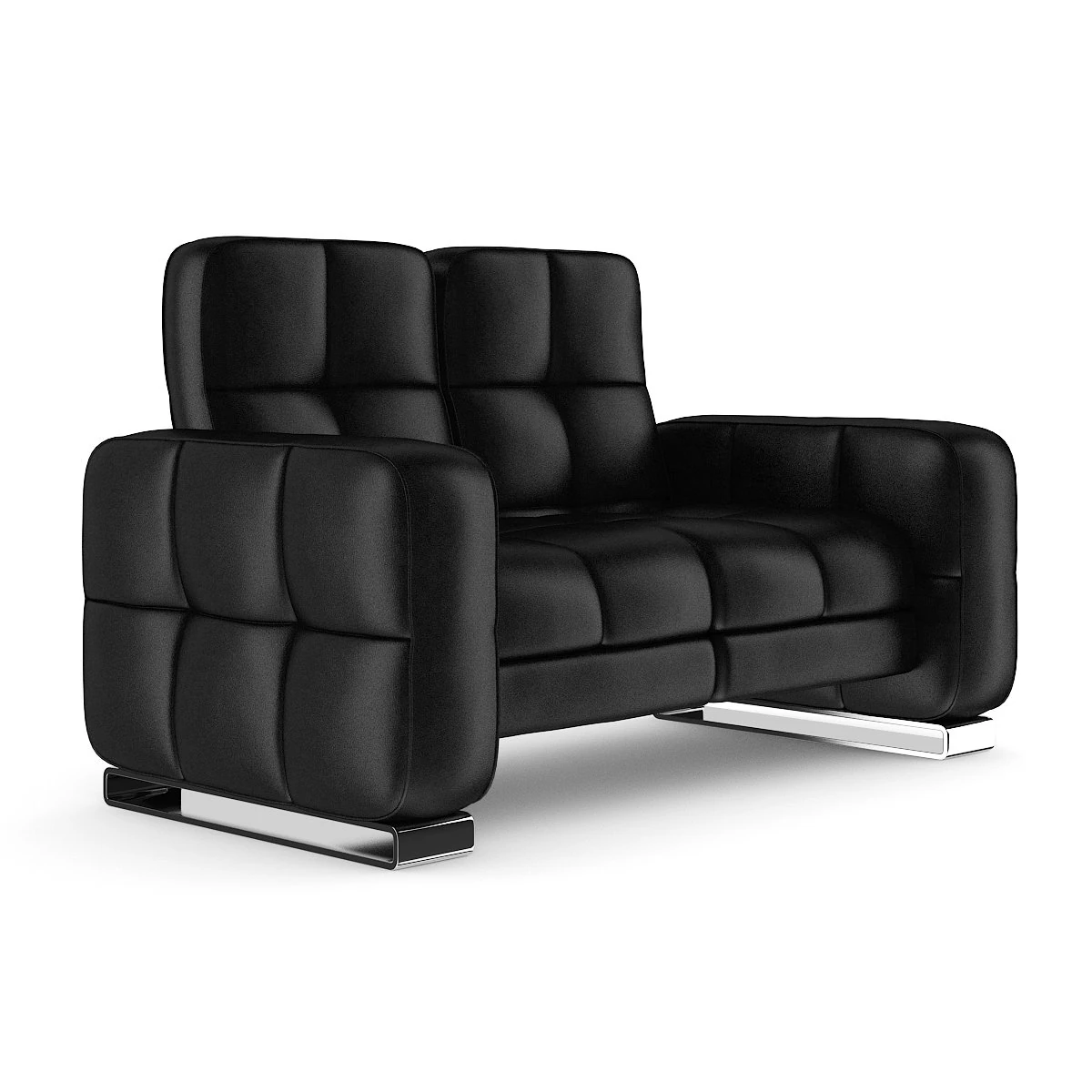 black leather sofa 3D Model .c4d .max .obj .3ds .fbx .stl .blend 