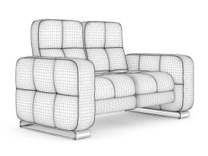 black leather sofa 3D Model