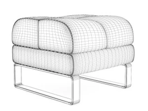 black leather stool 3D Model