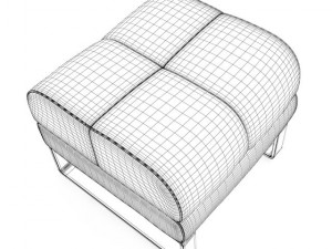 black leather stool Modello 3D