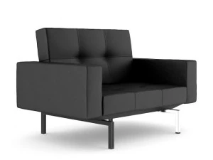 kursi berlengan kulit hitam ii Model 3D