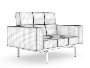 black leather armchair ii 3D 모델
