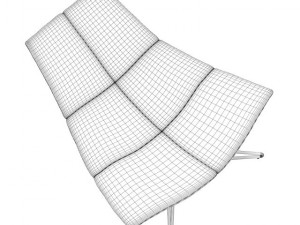black leather swivel armchair 3D Model