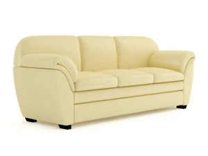 Cremefarbenes Ledersofa 3D Modell