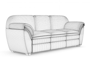 cream leather sofa Modello 3D