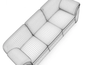 cream leather sofa 3D Model