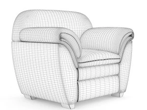 cream leather armchair 3D Model