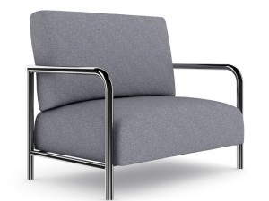 grey fabric armchair 3D Model