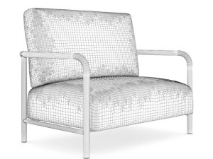 grey fabric armchair Model 3D