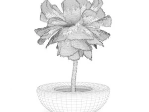 pink flower in white pot 3D Model