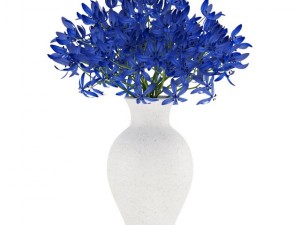 blue flowers in white vase 3Dモデル
